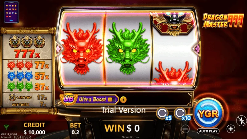 Dragon Master 777 - 3x3 reels game screen