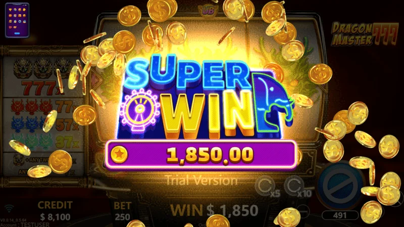 Dragon Master 777 - Super Win celebration screen